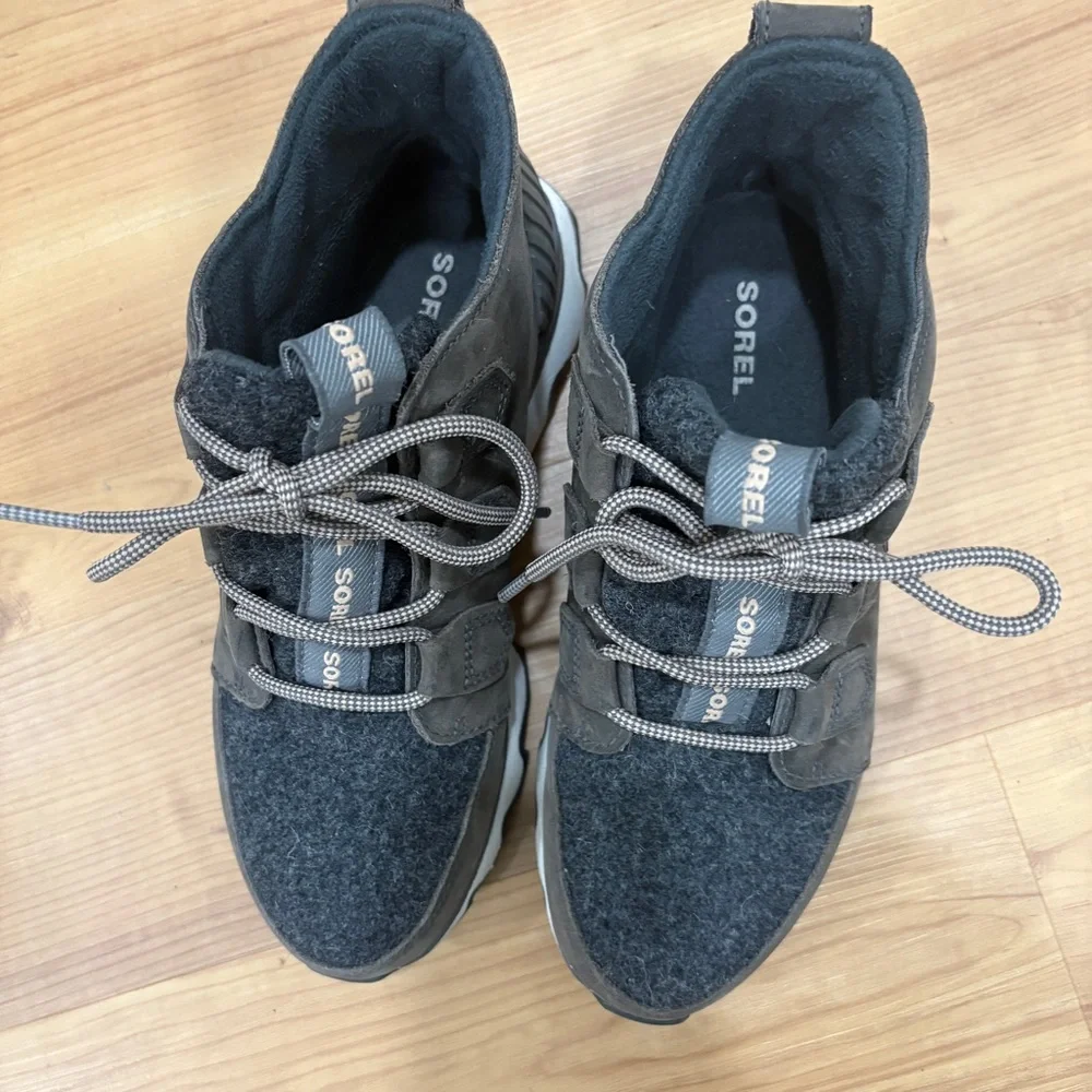 {Sorel} Gray Lace-Up Sneaker Boot Kinetic Caribou Snow Boot